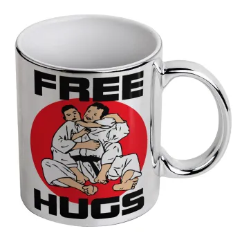 JUDO free hugs, Mug ceramic, silver mirror, 330ml