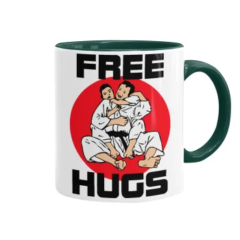 JUDO free hugs, Κούπα χρωματιστή πράσινη, κεραμική, 330ml