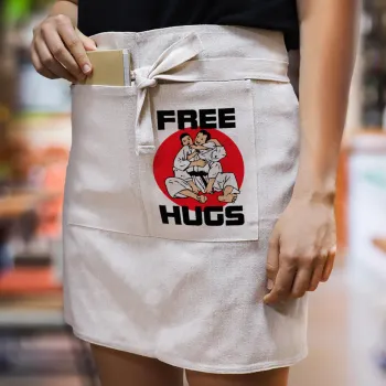 JUDO free hugs, Ποδιά Μέσης με διπλή τσέπη Barista/Bartender, Beige