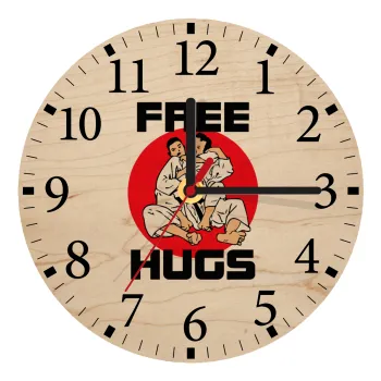 JUDO free hugs, Ρολόι τοίχου ξύλινο plywood (20cm)