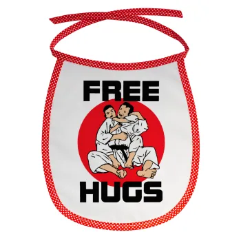 JUDO free hugs, Σαλιάρα μωρού αλέκιαστη με κορδόνι Κόκκινη