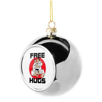 JUDO free hugs, Silver 8cm Christmas tree ball ornament