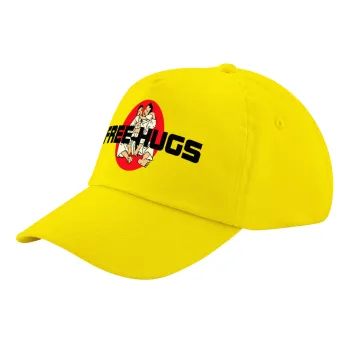 JUDO free hugs, Καπέλο παιδικό Baseball, 100% Βαμβακερό Twill, Κίτρινο (ΒΑΜΒΑΚΕΡΟ, ΠΑΙΔΙΚΟ, UNISEX, ONE SIZE)