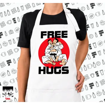 JUDO free hugs, Ποδιά μακριά Σεφ ολόσωμη με τσέπες white (ΕΝΗΛΙΚΩΝ)