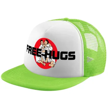 JUDO free hugs, Child's Soft Trucker Hat with Green/White Mesh (POLYESTER, CHILDREN'S, ONE SIZE)