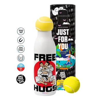 JUDO free hugs, Μπάλα τένις μεταλλικό παγούρι θερμός, διπλού τοιχώματος, 550ml