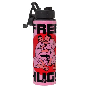 JUDO free hugs, Μεταλλικό παγούρι νερού με καπάκι ασφαλείας, αλουμινίου 850ml