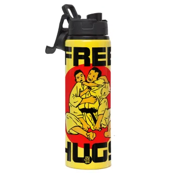 JUDO free hugs, Μεταλλικό παγούρι νερού με καπάκι ασφαλείας, αλουμινίου 850ml