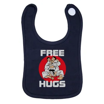 JUDO free hugs, Σαλιάρα με Σκρατς 100% Organic Cotton Μπλε (0-18 months)