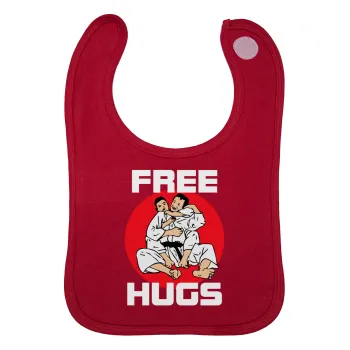 JUDO free hugs, Σαλιάρα με Σκρατς Κόκκινη 100% Organic Cotton (0-18 months)