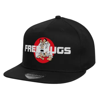 JUDO free hugs, Καπέλο παιδικό Flat Snapback, Μαύρο (100% ΒΑΜΒΑΚΕΡΟ, ΠΑΙΔΙΚΟ, UNISEX, ONE SIZE)