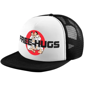 JUDO free hugs, Καπέλο παιδικό Soft Trucker με Δίχτυ ΜΑΥΡΟ/ΛΕΥΚΟ (POLYESTER, ΠΑΙΔΙΚΟ, ONE SIZE)