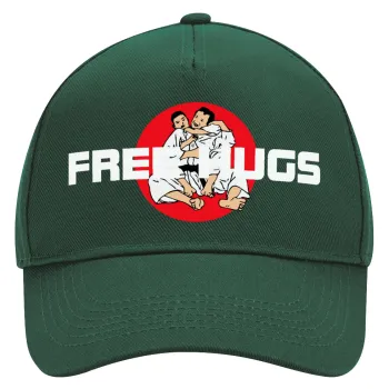 JUDO free hugs, Καπέλο Ενηλίκων Ultimate ΠΡΑΣΙΝΟ, (100% ΒΑΜΒΑΚΕΡΟ DRILL, ΕΝΗΛΙΚΩΝ, UNISEX, ONE SIZE)