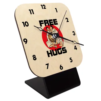 JUDO free hugs, Quartz Table clock in natural wood (10cm)