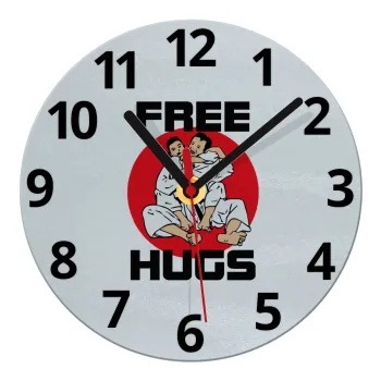 JUDO free hugs, Ρολόι τοίχου γυάλινο (20cm)