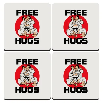 JUDO free hugs, ΣΕΤ 4 Σουβέρ ξύλινα τετράγωνα (9cm)