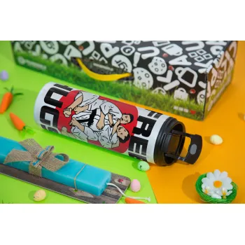 JUDO free hugs, Πασχαλινή Λαμπάδα με Travel Tumbler θερμό με διπλό καπάκι (600ml, BPA free) & κερί αρωματικό πλακέ (30cm) (ΤΙΡΚΟΥΑΖ)