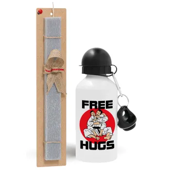 JUDO free hugs, Easter Set, metallic aluminum water bottle (500ml) & aromatic flat Easter candle (30cm) (GRAY)