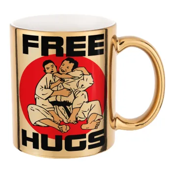 JUDO free hugs, Κούπα κεραμική, χρυσή καθρέπτης, 330ml