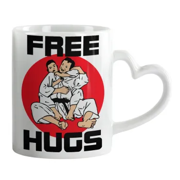 JUDO free hugs, Mug heart handle, ceramic, 330ml
