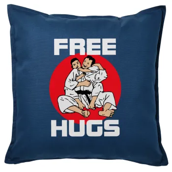 JUDO free hugs, Μαξιλάρι καναπέ Μπλε 100% βαμβάκι, περιέχεται το γέμισμα (50x50cm)