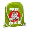 Backpack bag GYMBAG LIME GREEN, with pocket (40x48cm) & thick cords
