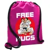 Backpack pouch GYMBAG Fuchsia, with pocket (40x48cm) & thick cords