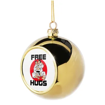 JUDO free hugs, Golden Christmas tree ball ornament 8cm