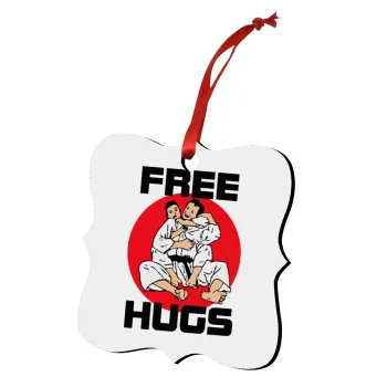 JUDO free hugs, Christmas ornament polygon wooden 7.5cm