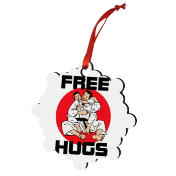 JUDO free hugs, Christmas ornament snowflake wooden 7.5cm