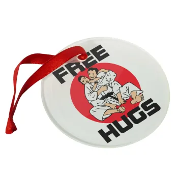 JUDO free hugs, Christmas ornament glass 9cm