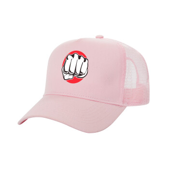 Punch, Structured Trucker Children's Hat, with Mesh, PINK (100% COTTON, CHILDREN'S, UNISEX, ONE SIZE)