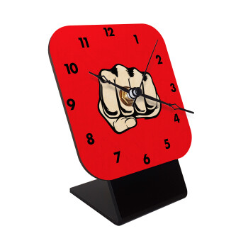 Punch, Quartz Table clock in natural wood (10cm)