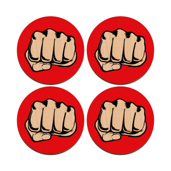 Γροθιά (punch), ΣΕΤ x4 Σουβέρ ξύλινα στρογγυλά plywood (9cm)