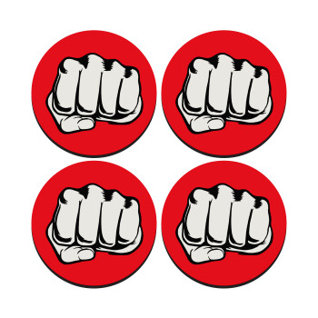 Γροθιά (punch), ΣΕΤ 4 Σουβέρ ξύλινα στρογγυλά (9cm)