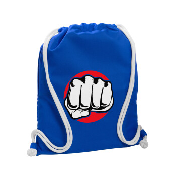 Γροθιά (punch), Τσάντα πλάτης πουγκί GYMBAG Μπλε, με τσέπη (40x48cm) & χονδρά κορδόνια