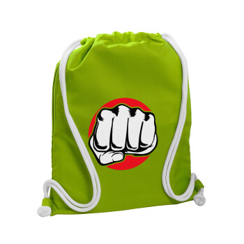 Γροθιά (punch), Τσάντα πλάτης πουγκί GYMBAG LIME GREEN, με τσέπη (40x48cm) & χονδρά κορδόνια