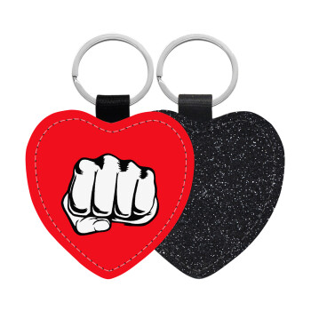 Γροθιά (punch), Μπρελόκ PU δερμάτινο glitter καρδιά ΜΑΥΡΟ