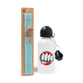 Punch, Easter Set, metallic aluminum water bottle (500ml) & scented flat candle (30cm) (TURQUOISE)