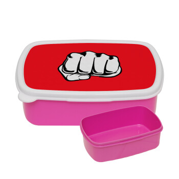 Γροθιά (punch), ΡΟΖ παιδικό δοχείο φαγητού (lunchbox) πλαστικό (BPA-FREE) Lunch Βox M18 x Π13 x Υ6cm