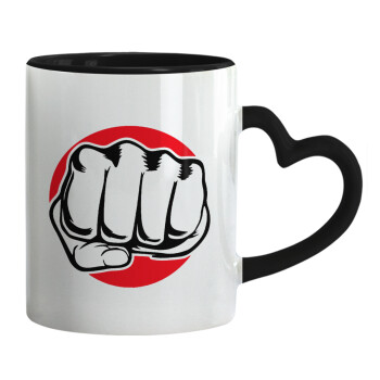 Punch, Mug heart black handle, ceramic, 330ml