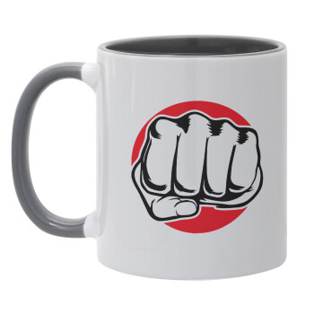 Γροθιά (punch), Κούπα χρωματιστή γκρι, κεραμική, 330ml