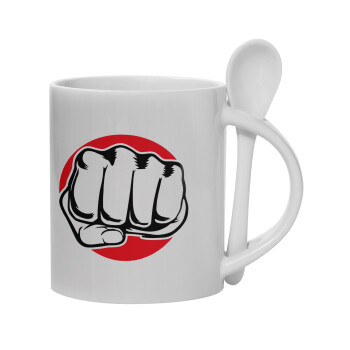 Punch, Ceramic coffee mug with Spoon, 330ml (1pcs)