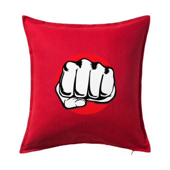 Γροθιά (punch), Μαξιλάρι καναπέ Κόκκινο 100% βαμβάκι, περιέχεται το γέμισμα (50x50cm)