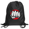 Τσάντα πλάτης πουγκί GYMBAG Μαύρη, με τσέπη (40x48cm) & χονδρά κορδόνια
