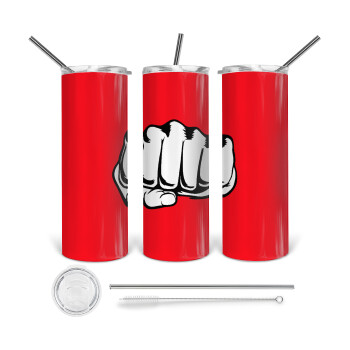 Γροθιά (punch), Tumbler ποτήρι θερμό από ανοξείδωτο ατσάλι 600ml, με μεταλλικό καλαμάκι & βούρτσα καθαρισμού