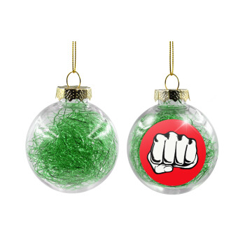 Γροθιά (punch), Χριστουγεννιάτικη μπάλα δένδρου διάφανη με πράσινο γέμισμα 8cm