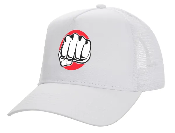 Γροθιά (punch) — Καπέλο Ενηλίκων Structured Trucker, με Δίχτυ, ΛΕΥΚΟ (100% ΒΑΜΒΑΚΕΡΟ, ΕΝΗΛΙΚΩΝ, UNISEX, ONE SIZE)