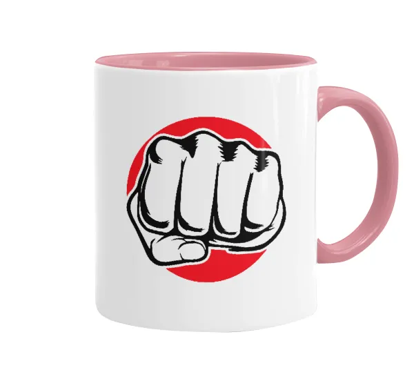Γροθιά (punch) — Κούπα χρωματιστή ροζ, κεραμική, 330ml