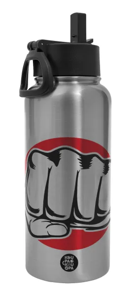 Punch — Metal mug thermo Silver with Straw and Spout Lid (Stainless steel), double wall, 950ml